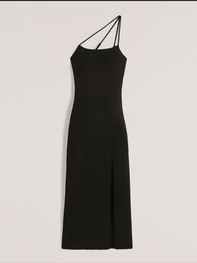 Asymmetrical Ribbed Midi Dress - S